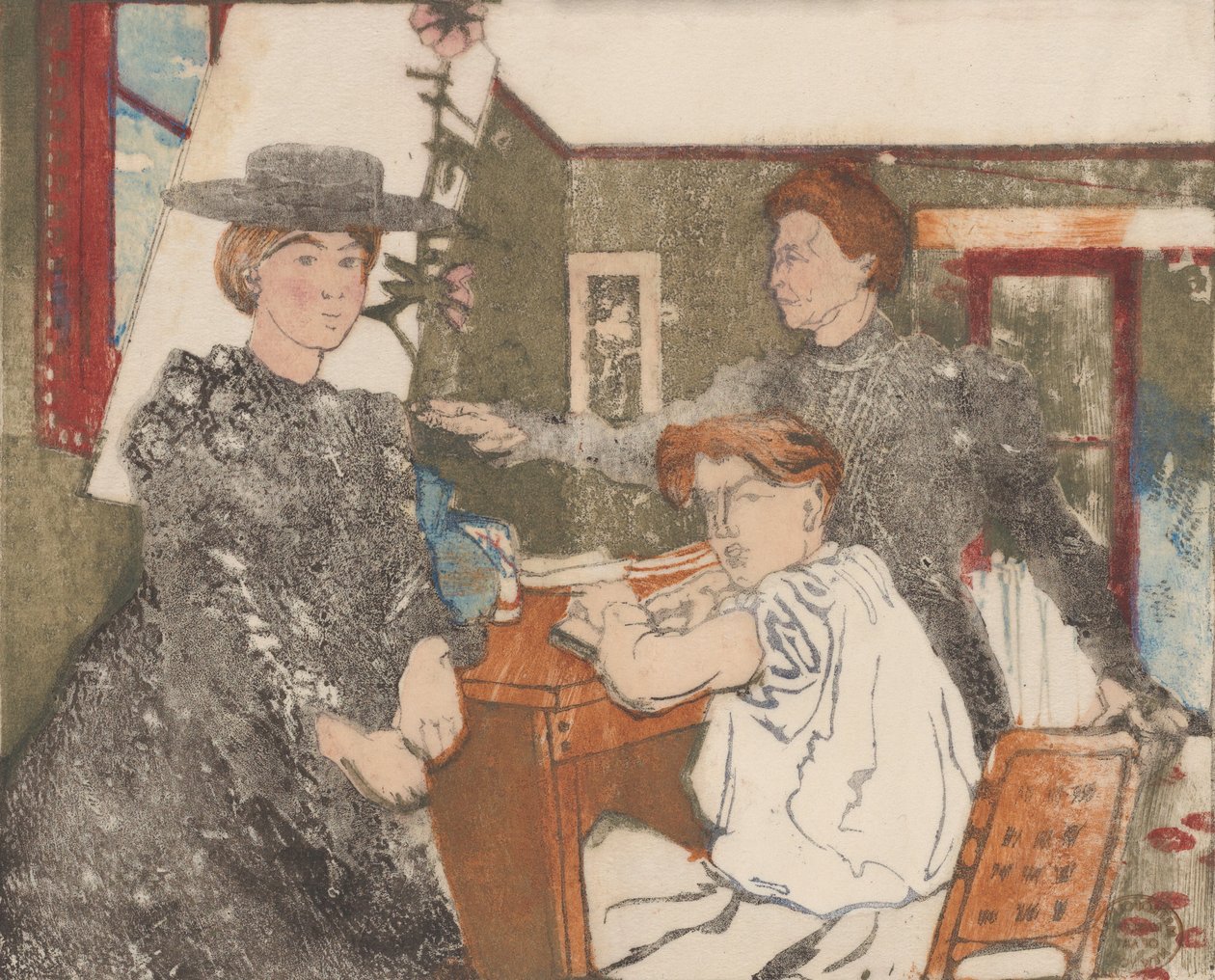 Gravørens familie, 1898. af Maurice Delcourt