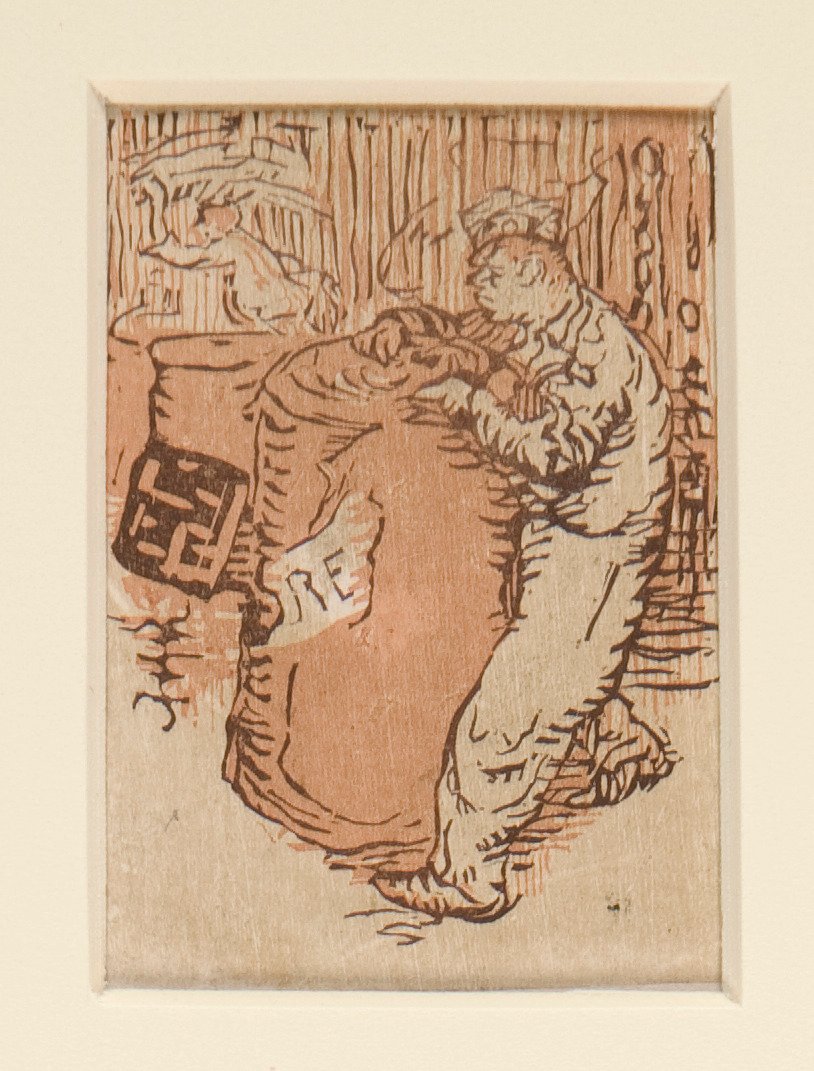 Gadesælgerne i La Pensee, illustration, s. 35 af Maurice Delcourt