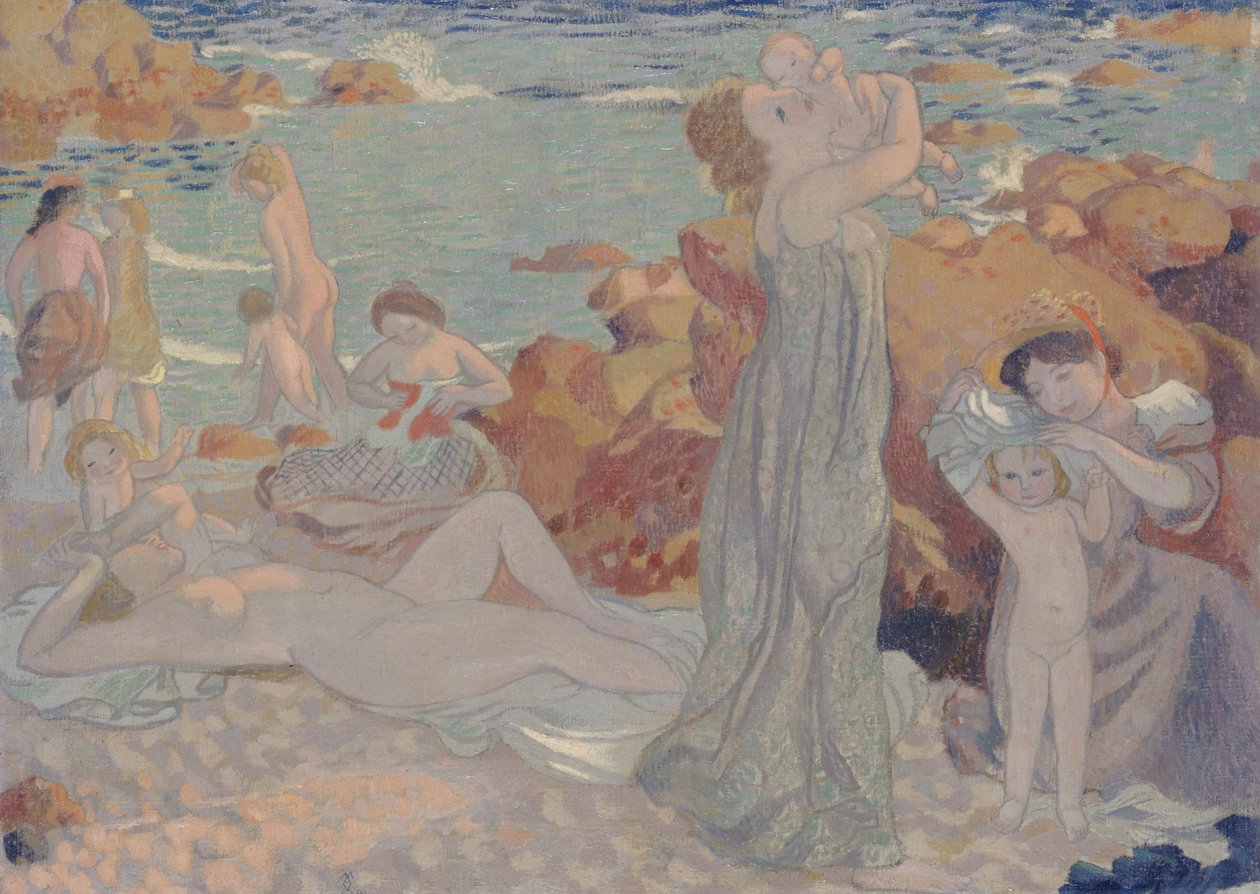 Badende, Pouldu strand, 1899. af Maurice Denis