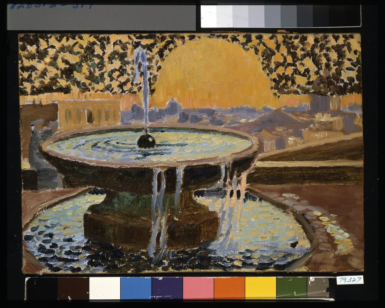 Fountain At The Villa Medici (olie på lagdelt pap) af Maurice Denis