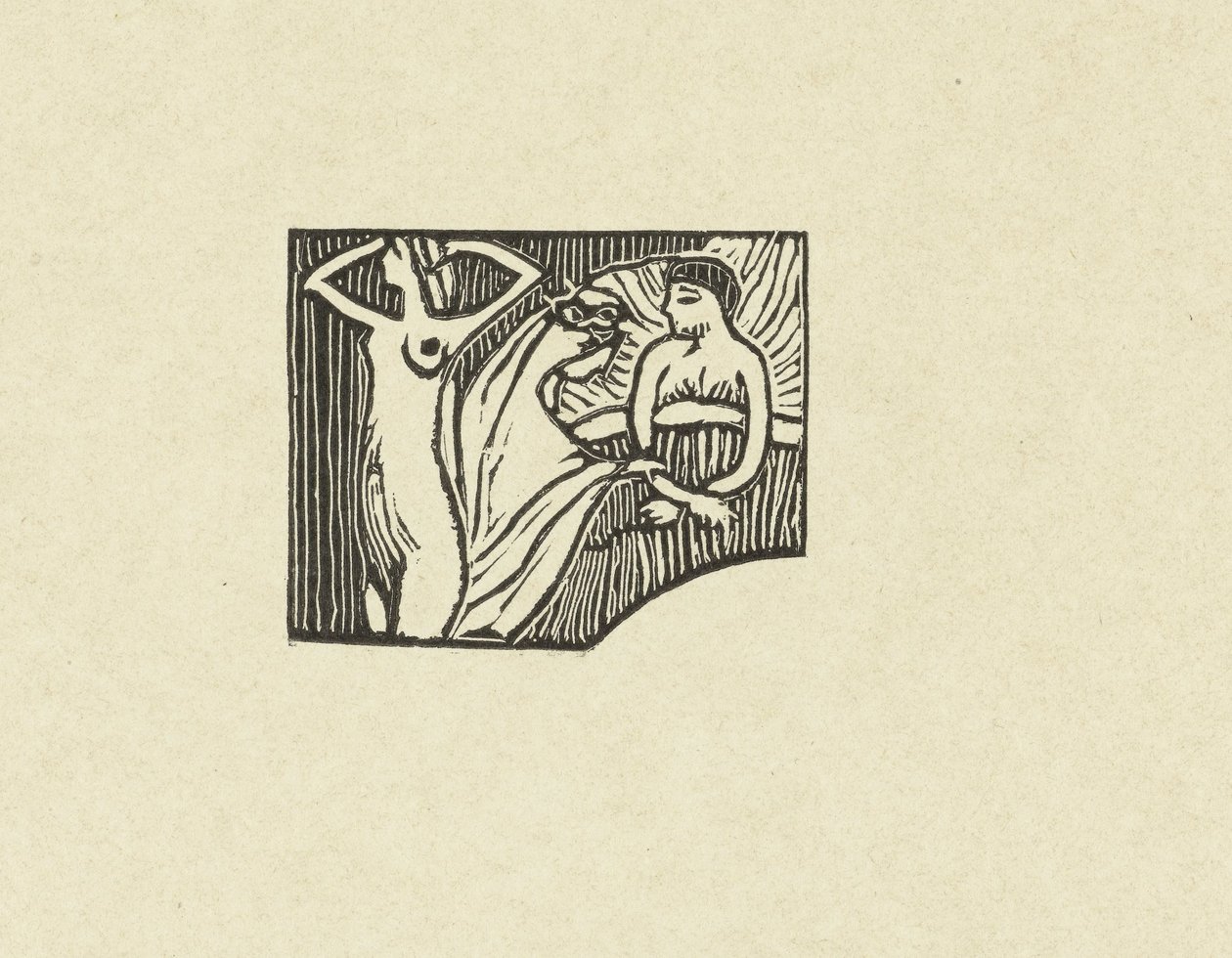Illustration ved gedicht uit dichtbundel Sagesse van Paul Verlaine Prøve af indgraveret træ til visdom The Trial (serietitel) af Maurice Denis