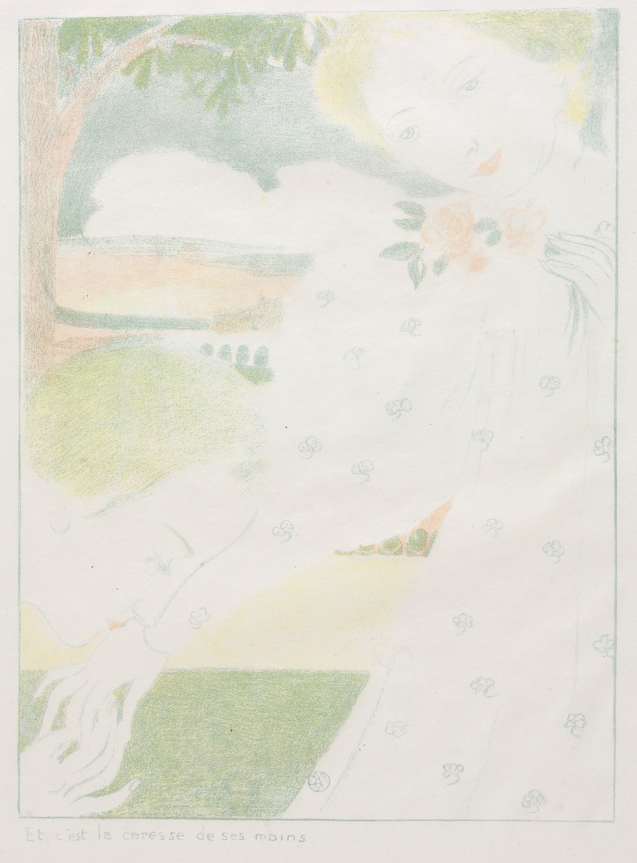 Kærlighed: Pl. 8, Og det er Hændernes kærtegn Amour: Pl. 8, Et cest la caresse de ses mains, 1898 af Maurice Denis