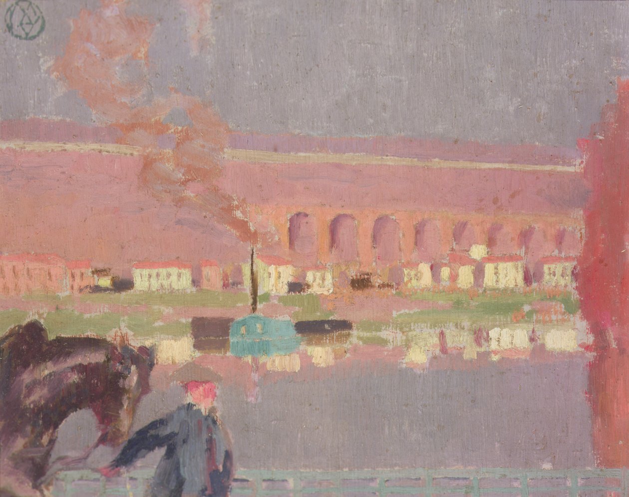 Viadukt Pecq, set fra den gamle bro ved Pecq, ca. 1898 (maleri) af Maurice Denis