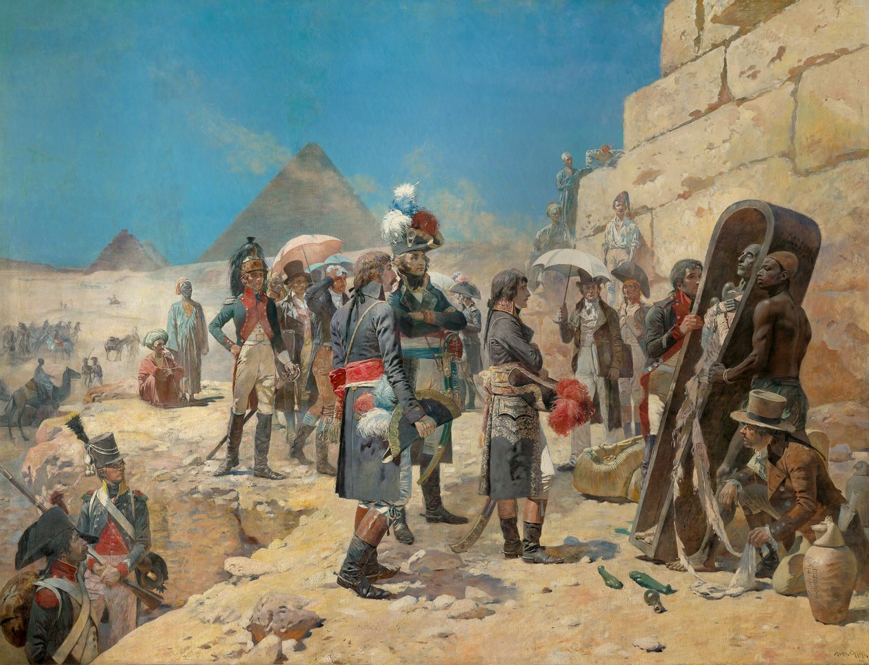 Napoleon Bonaparte foran pyramiderne overvejer en konges mumie på landet i Egypten af Maurice Henri Orange