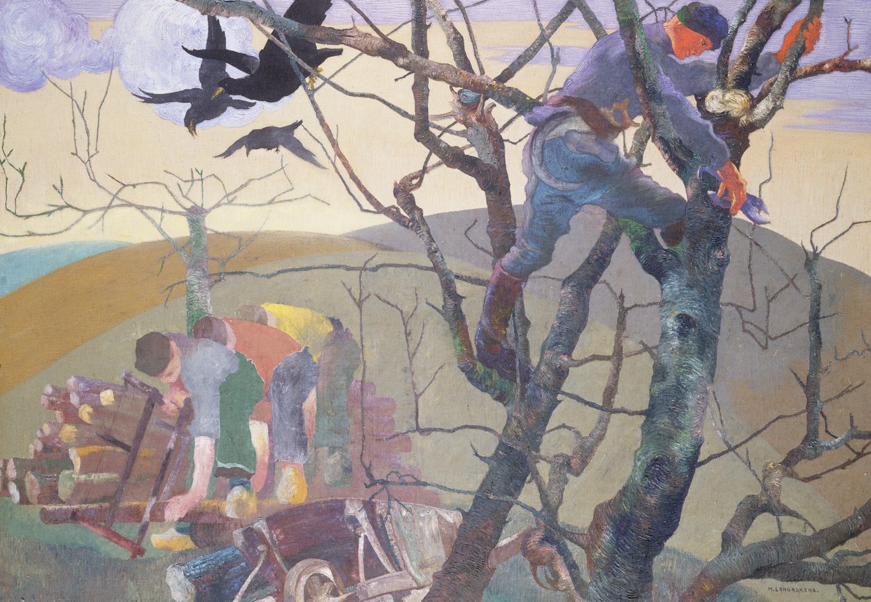 The Wood Gatherers (olie på lærred) af Maurice Langaskens