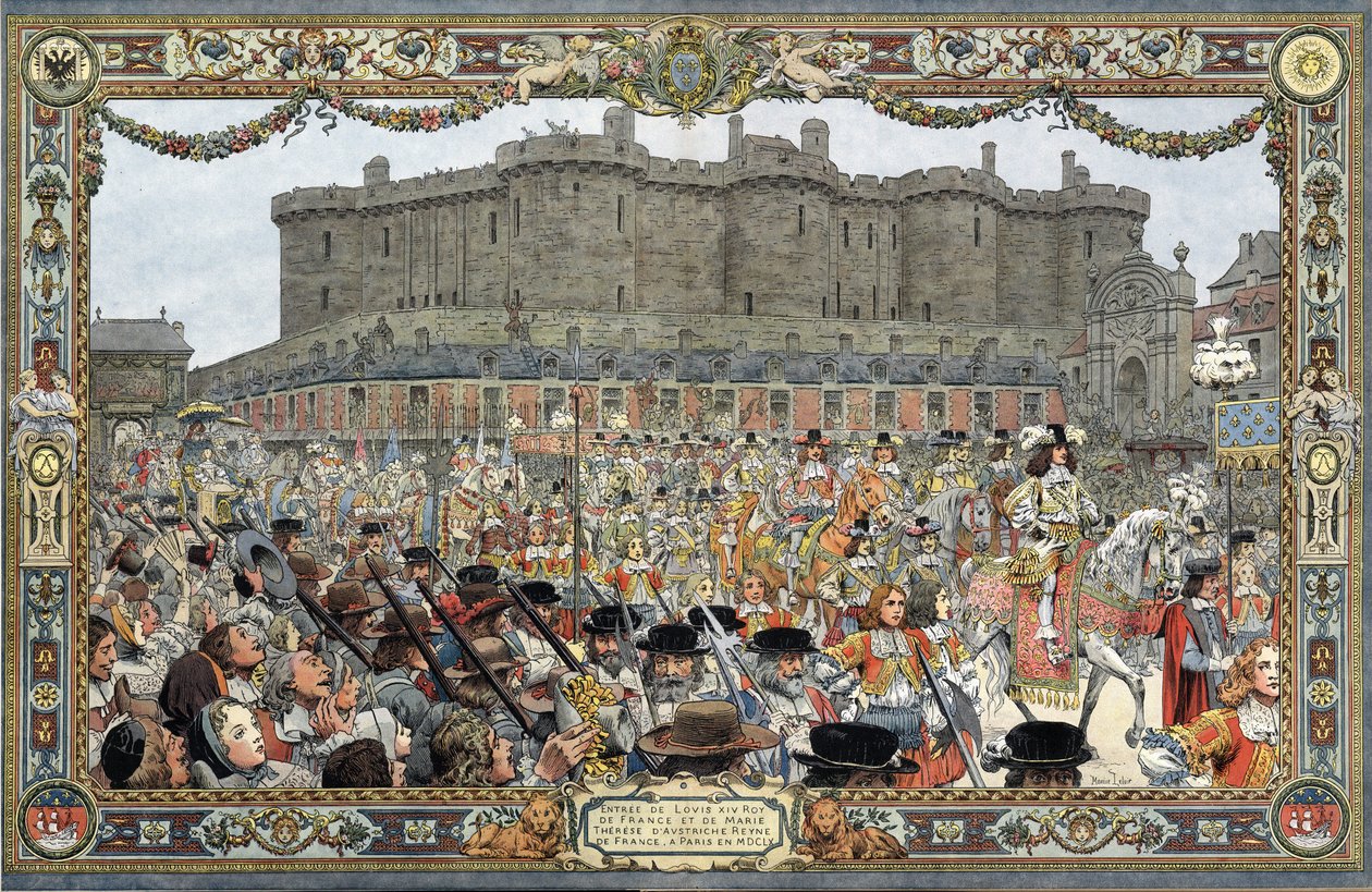 Indtog Paris af Ludvig XIV, kendt som Le Roi-Soleil (Kong Soleil eller Ludvig den Store af Maurice Leloir