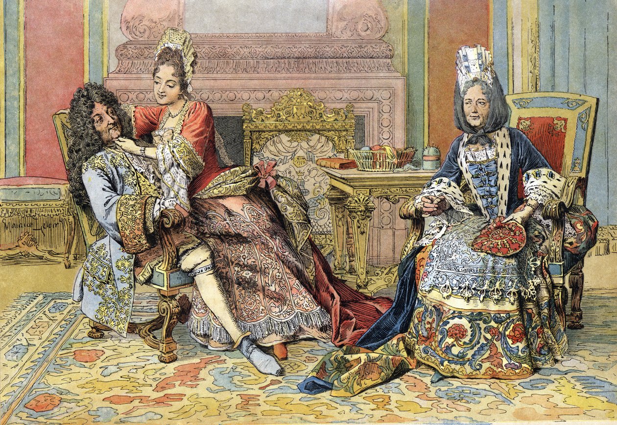 Hertuginden af Bourgognes kendskab til Ludvig XIV kendt som Solkongen (Kong Soleil eller Ludvig den Store af Maurice Leloir