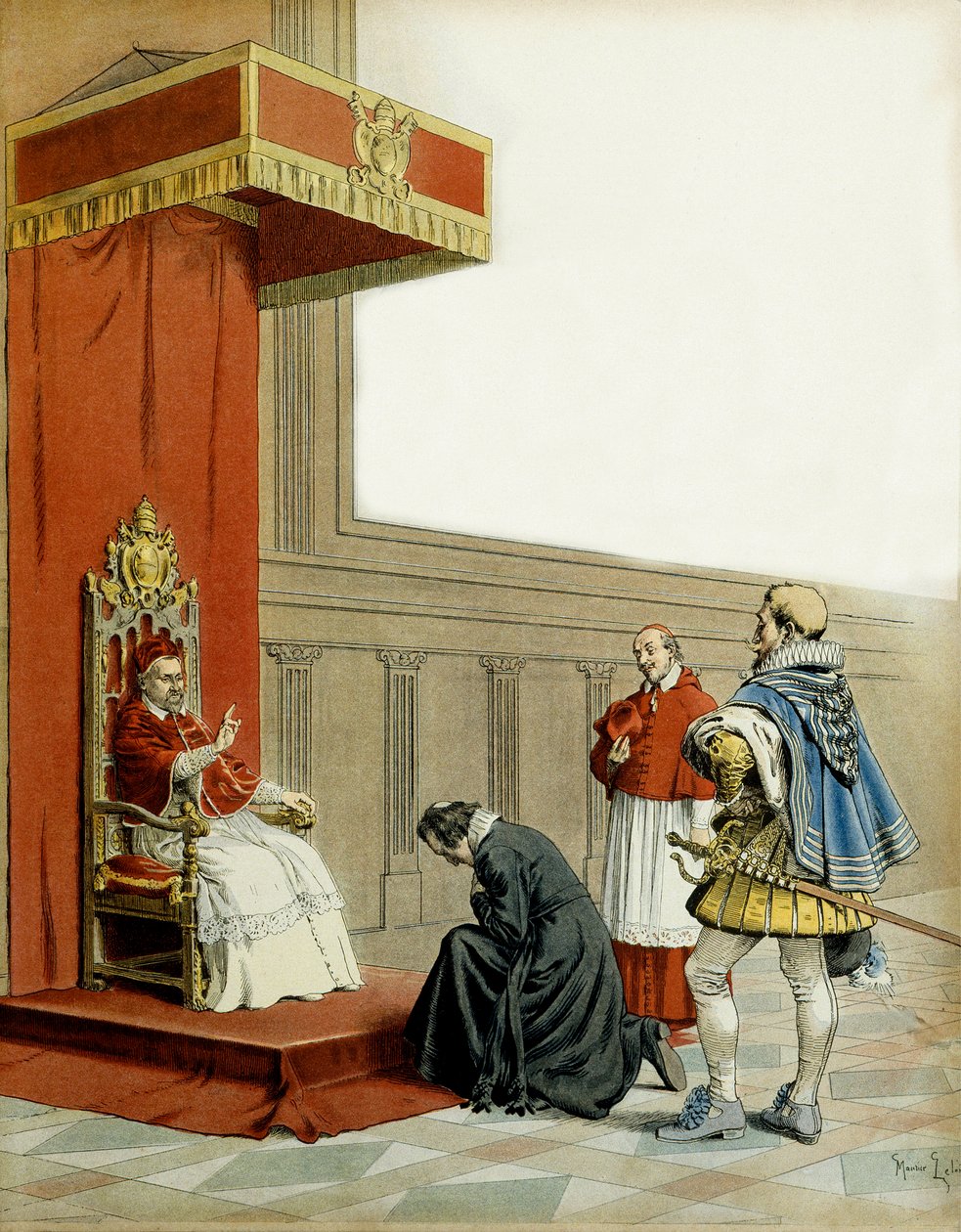 Frankrigs historie: Præsentation af Abbe Armand de Cardinal de Richelieu (Armand Jean du Plessis af Maurice Leloir