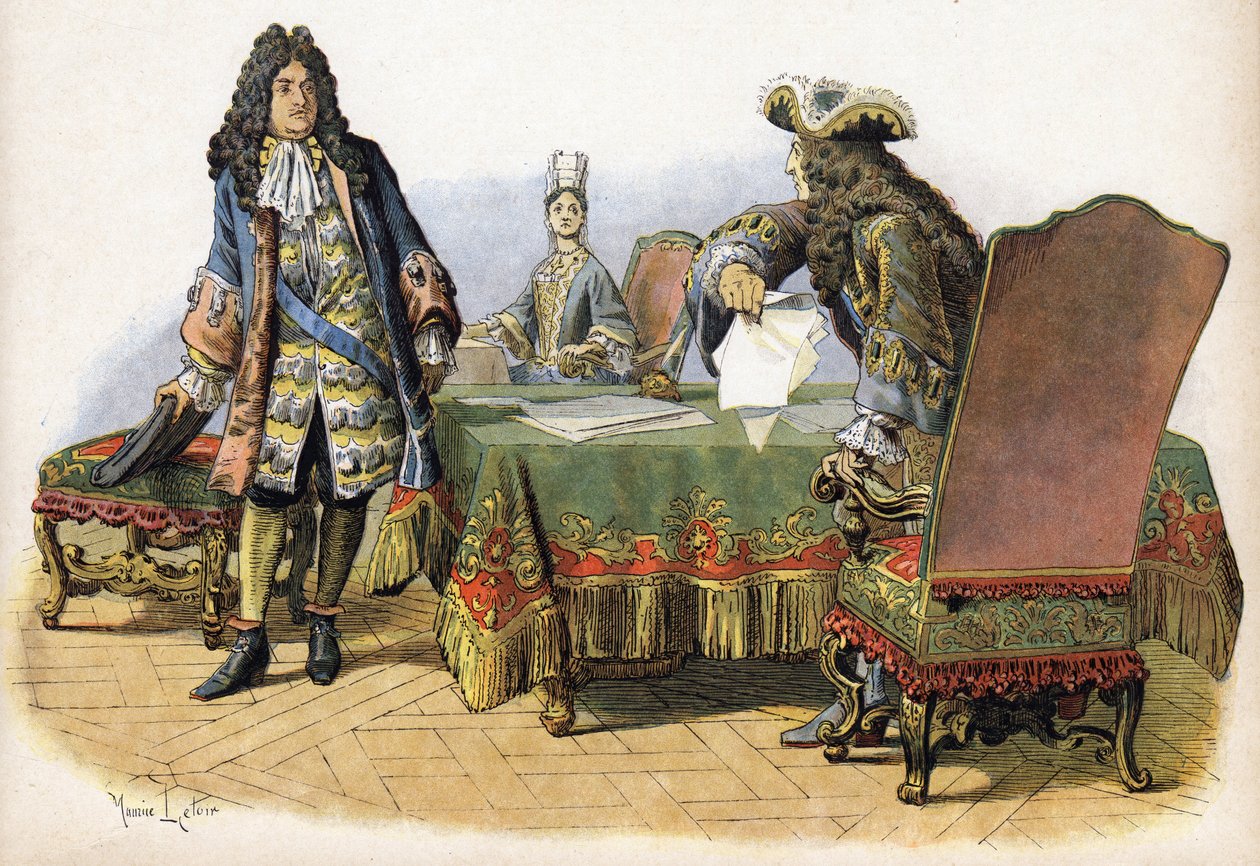 Fornærmelse af Ludvig XIV dit le Kong Soleil (Kong Soleil eller Ludvig den Store af Maurice Leloir