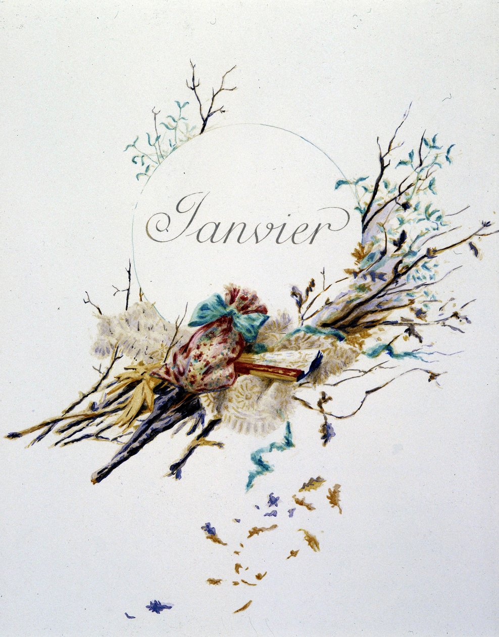 Januar "" Månedens sang"" af Jérôme Doucet, illustration - Maurice Leloir, red. Reims 1904. L. Michaud af Maurice Leloir