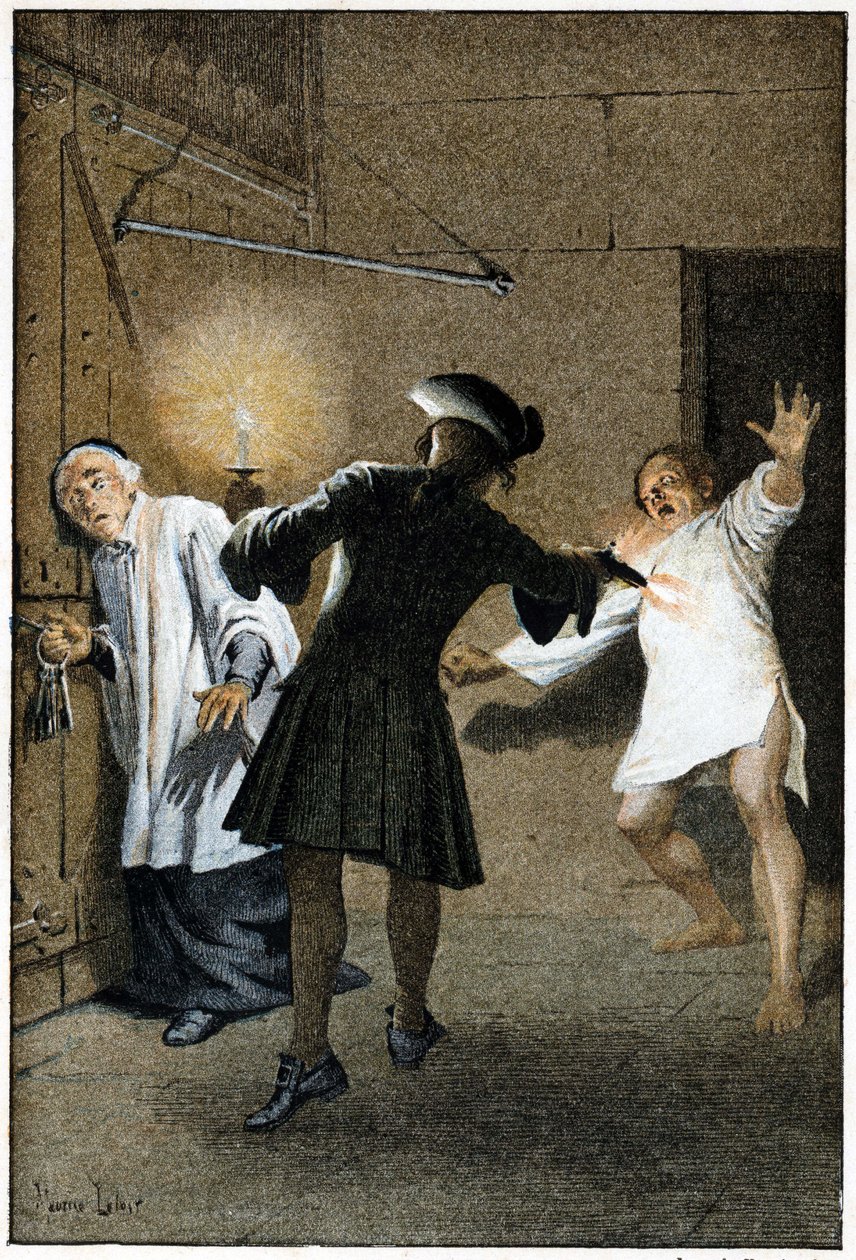 Flugten - i "Historien om Manon Lescaut og Chevalier Des Grieux" af Abbe Prevost (1697-1763), fransk forfatter. Stik efter tegninger af Maurice Leloir (1885). af Maurice Leloir