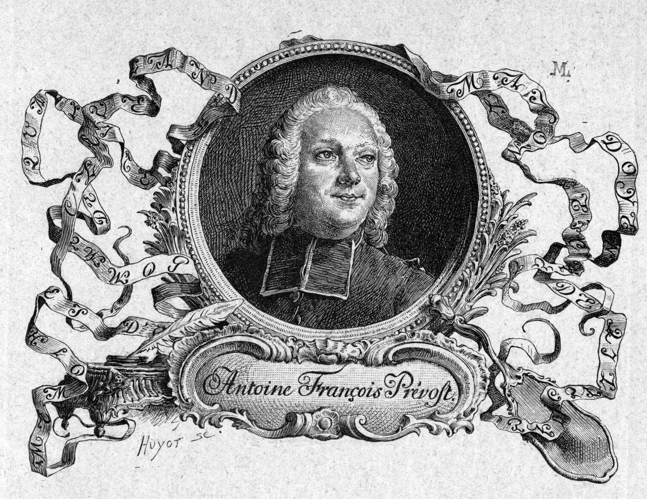 Abbe Prevost (1697-1763), fransk forfatter, i "Historien om Chevalier Des Grieux og Manon Lescaut". Stik efter tegninger af Maurice Leloir (1885). af Maurice Leloir