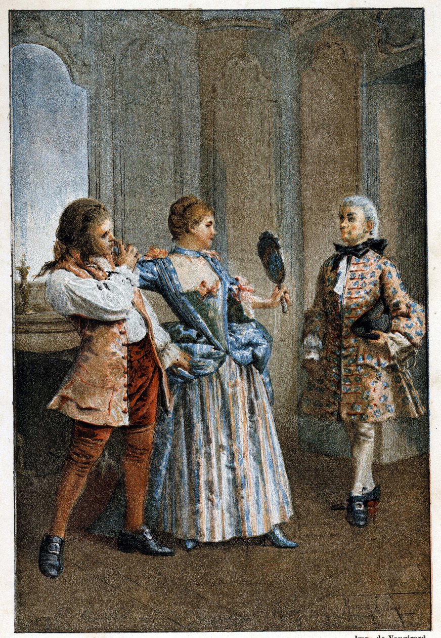 Le Miroir - i "Historien om Manon Lescaut og Chevalier Des Grieux" af Abbe Prevost (1697-1763), fransk forfatter. Stik efter tegninger af Maurice Leloir (1885). af Maurice Leloir