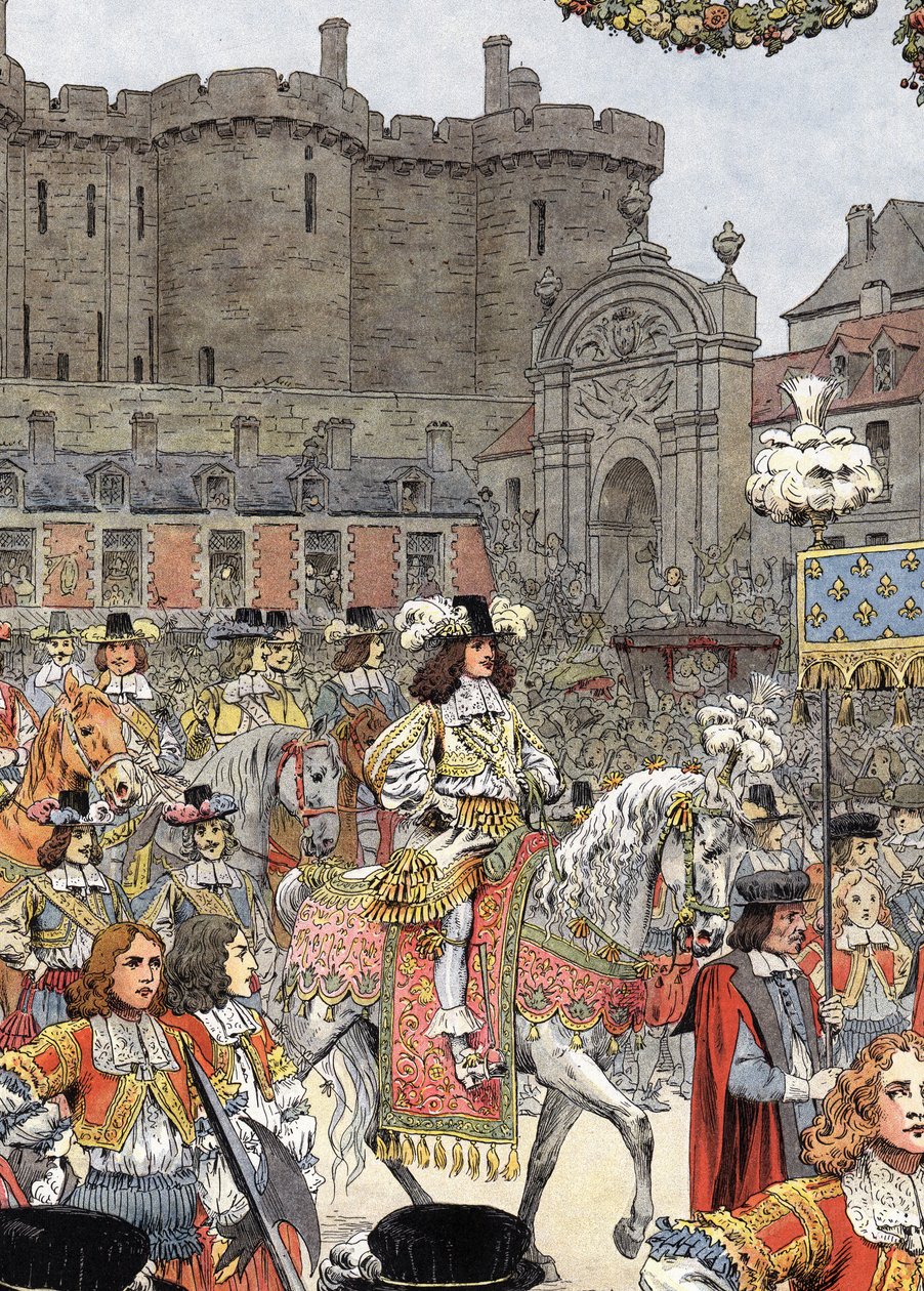 Ludvig XIV gik ind i Paris, kendt som Le Roi-Soleil (Kong Soleil eller Ludvig den Store af Maurice Leloir