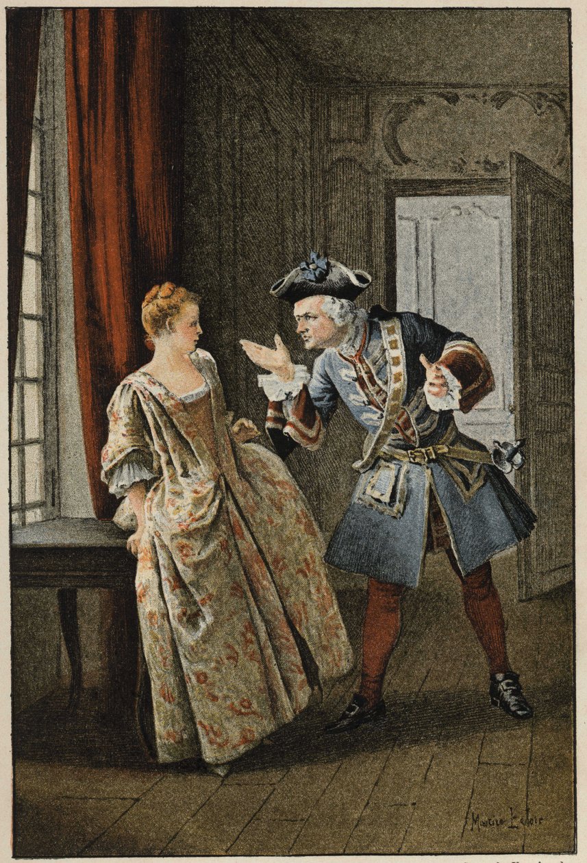 Manon og hendes bror - i "History of Manon Lescaut and the Chevalier Des Grieux" af Abbe Prevost (1697-1763), fransk forfatter. Stik efter tegninger af Maurice Leloir (1885). af Maurice Leloir
