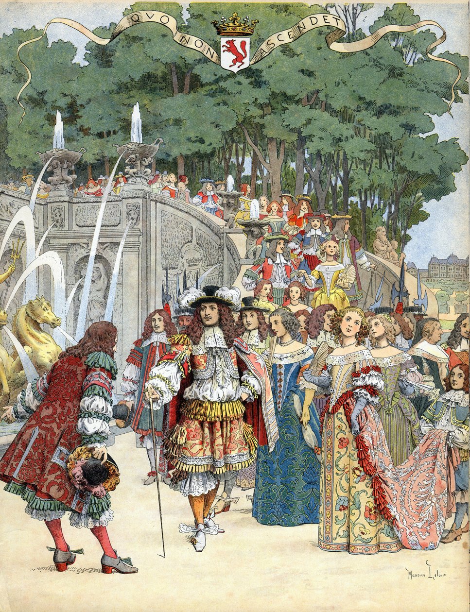 Nicolas Fouquet modtager den engelske konge Ludvig XIV i hans slot Vaux Le Vicomte, Frankrig, 17. august af Maurice Leloir