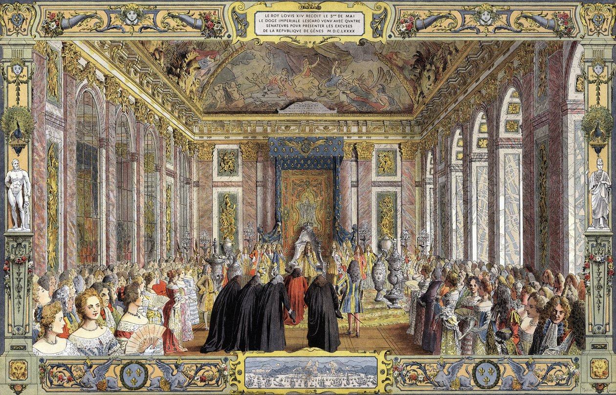Reparation foretaget til Ludvig XIV kendt som Solkongen (Kong Soleil eller Ludvig den Store af Maurice Leloir