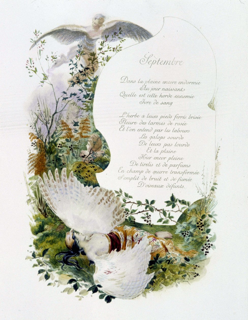september ""Månedens sang"" af Jérôme Doucet, illustration - Maurice Leloir, red. Reims 1904. L. Michaud af Maurice Leloir
