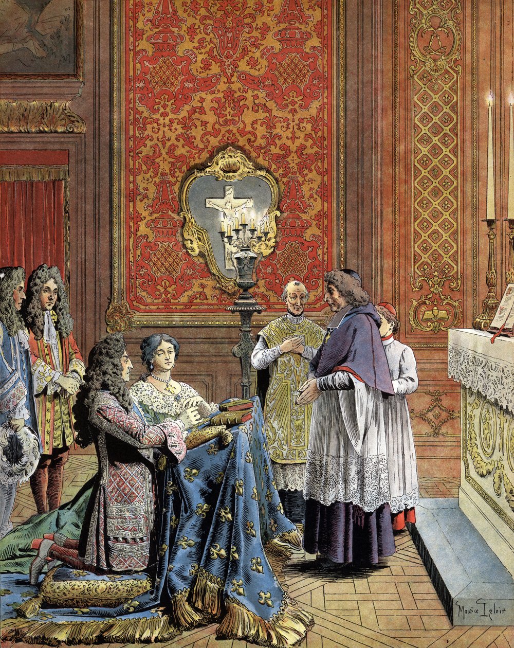 Louis XIVs hemmelige ægteskab, kendt som Solkongen (Kong Sun eller Ludvig den Store af Maurice Leloir