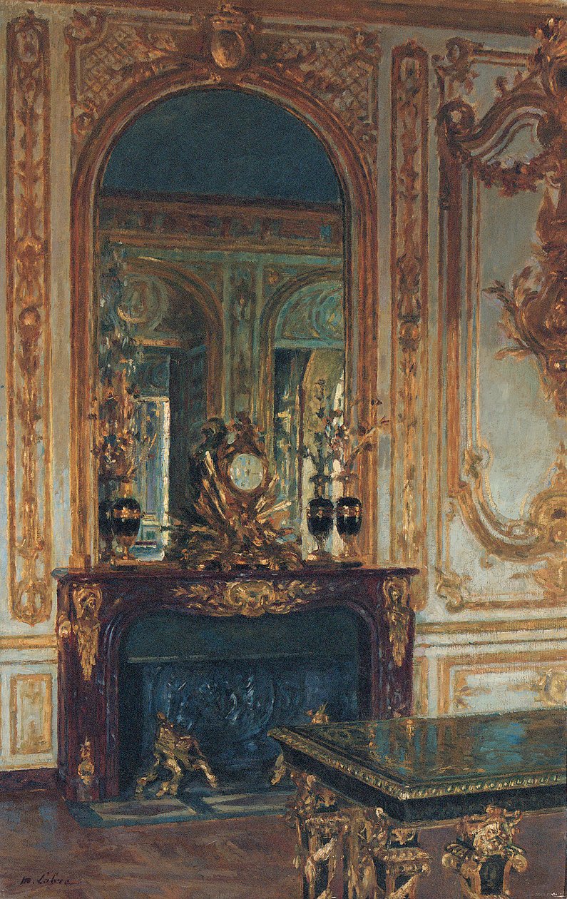 Indvendigt billede af Versailles (olie på lærred) af Maurice Lobre