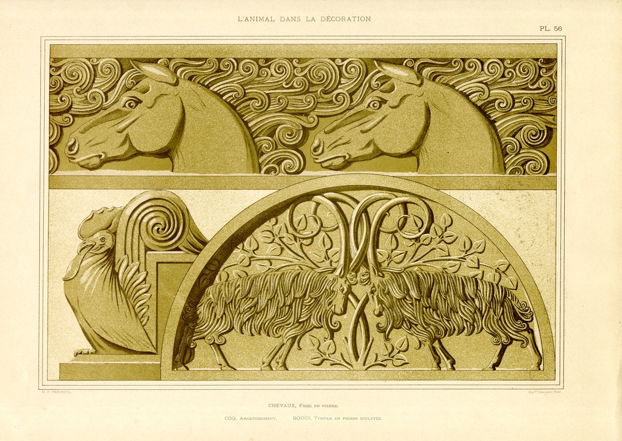 Hestemotiver i jugendstil (litografi) af Maurice Pillard Verneuil