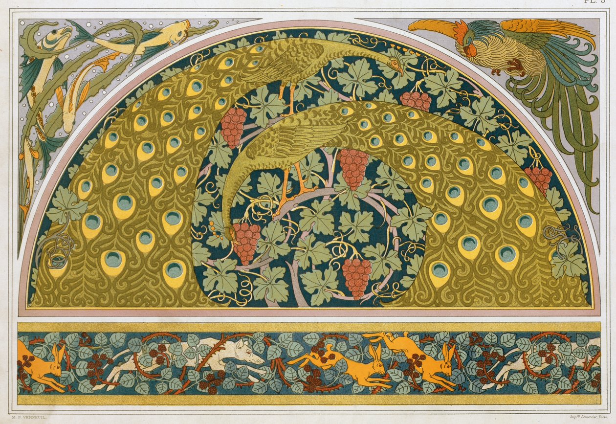 Designs til border og hjørne, pub. 1897. af Maurice Pillard Verneuil