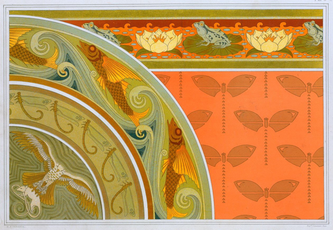 Designs til tapetkanter, pub. 1897. af Maurice Pillard Verneuil