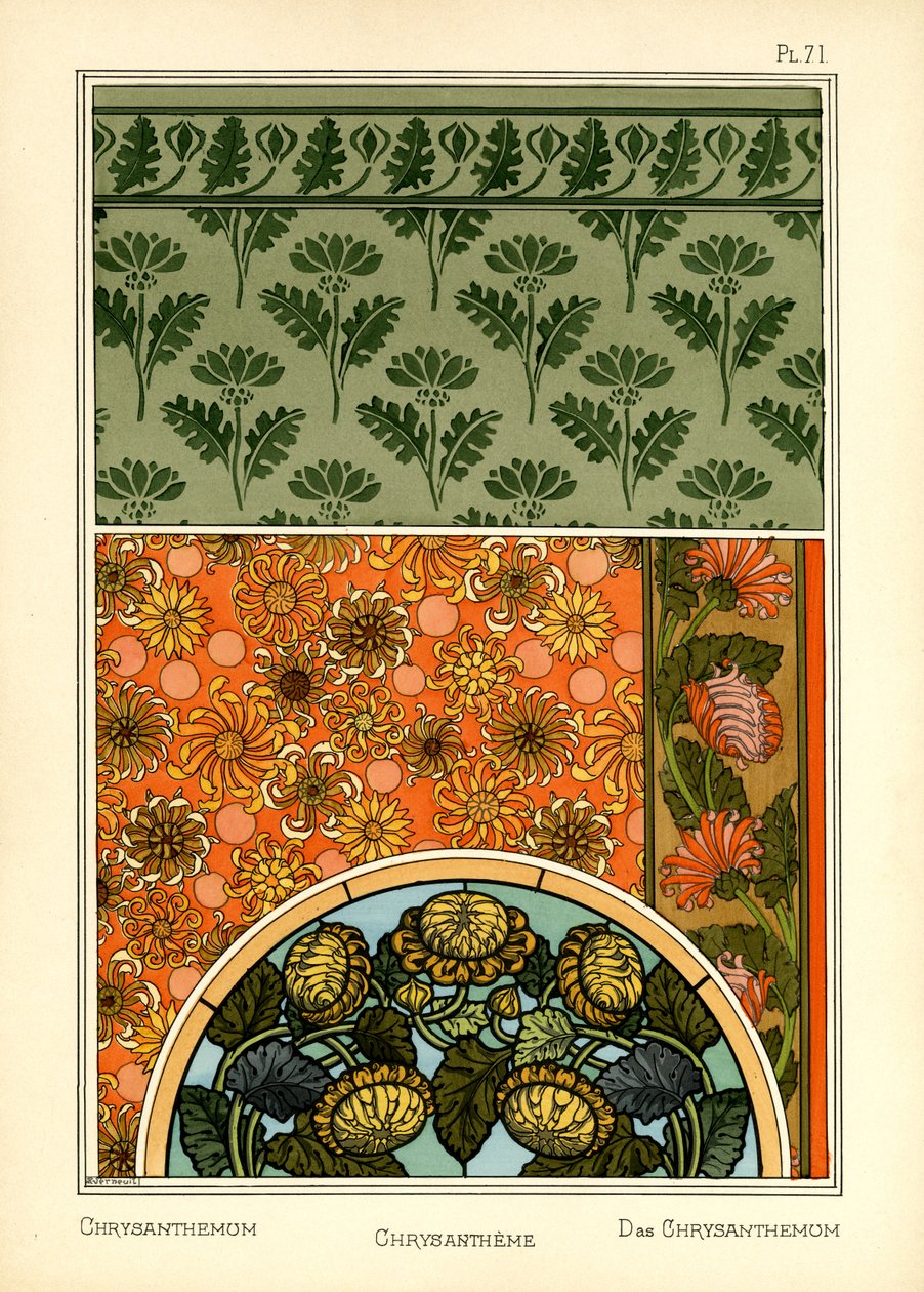 Krysantemum (farve litho) af Maurice Pillard Verneuil