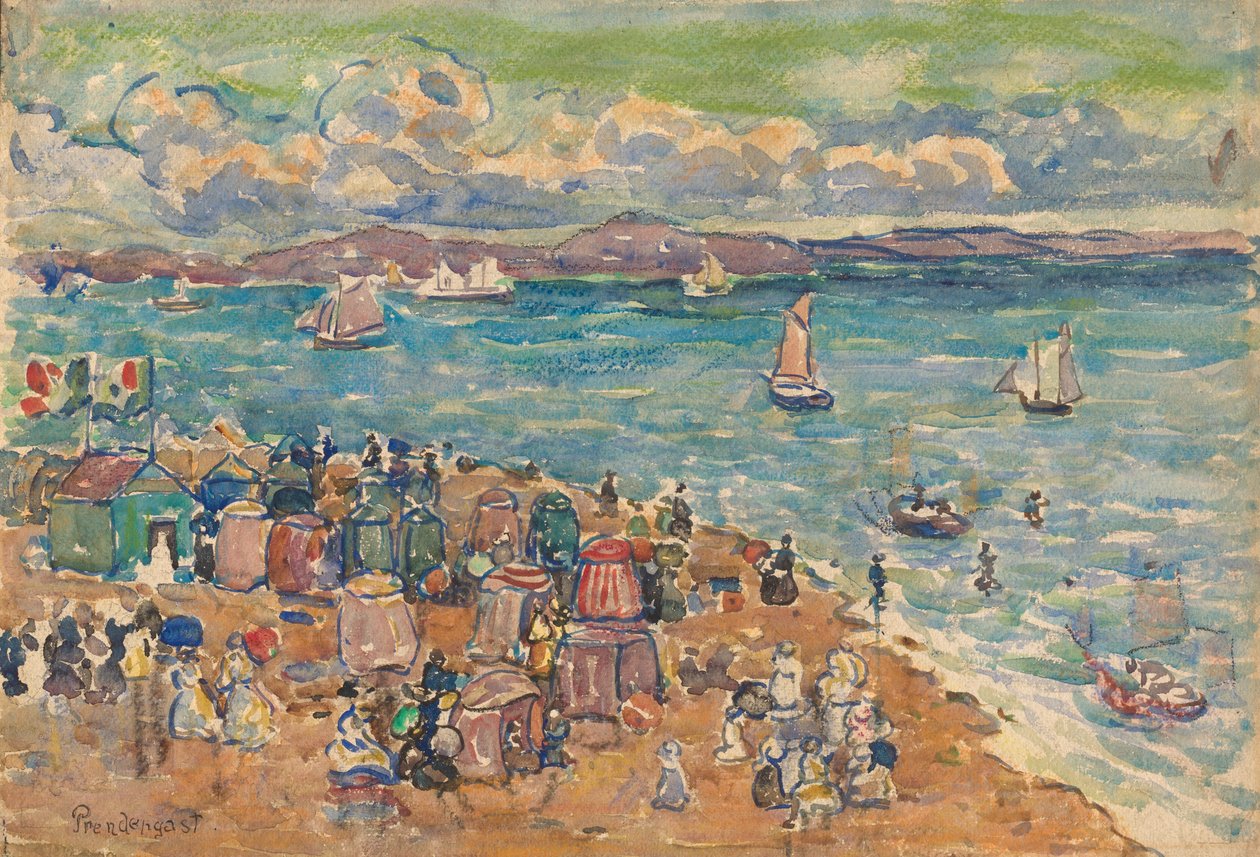 Strandscene, Saint-Malo af Maurice Prendergast