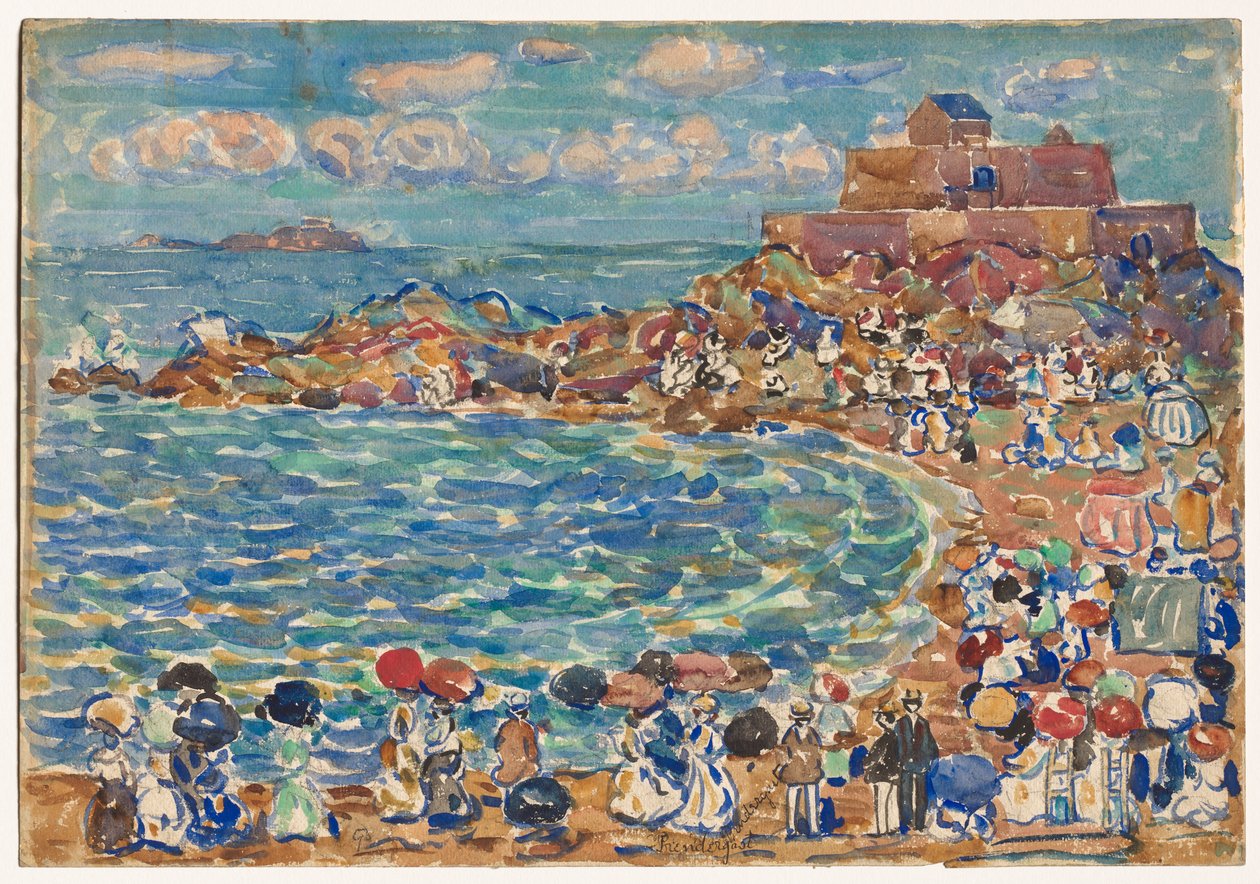 Stranden, St. Malo af Maurice Prendergast