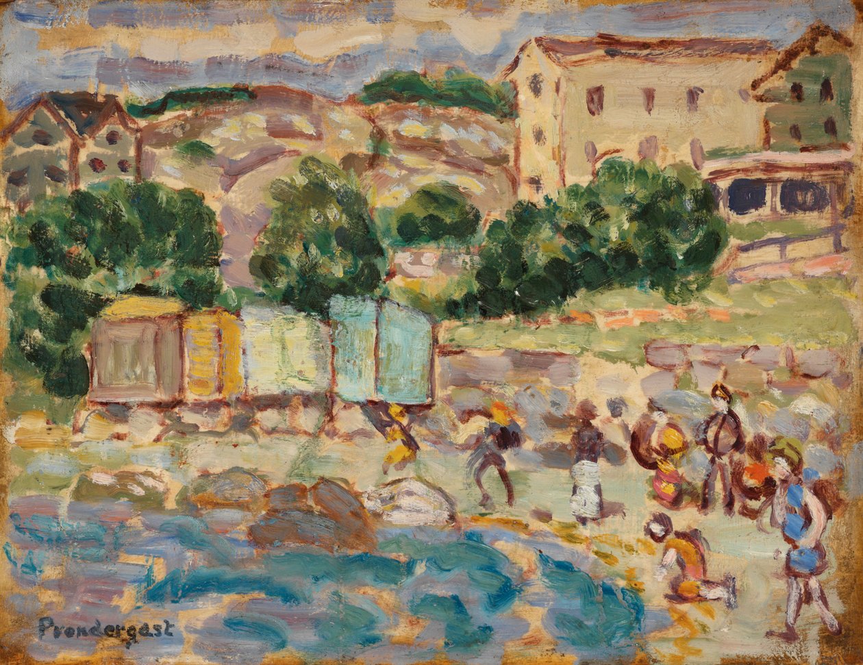 Strand og landsby af Maurice Prendergast