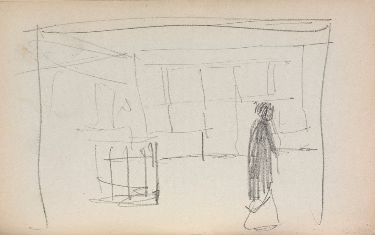 Italiensk skitsebog: Figur i et interiør (side 175) af Maurice Prendergast