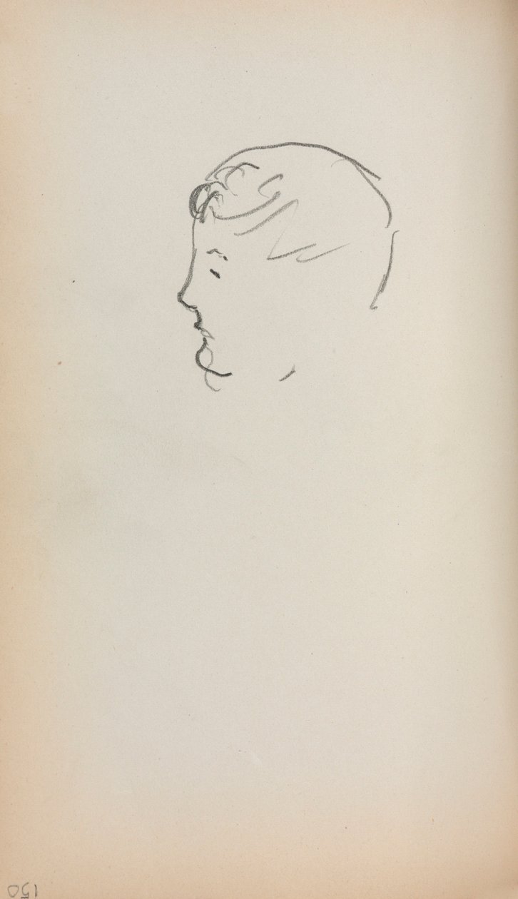 Italiensk skitsebog: Hovedet af en mand i profil (side 150) af Maurice Prendergast
