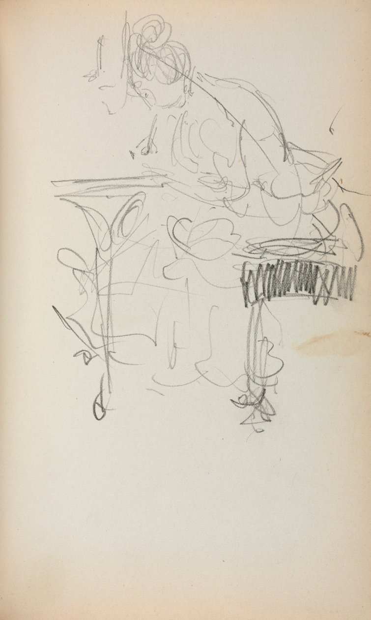 Italiensk skitsebog: Siddende kvinde, der syr (side 153) af Maurice Prendergast