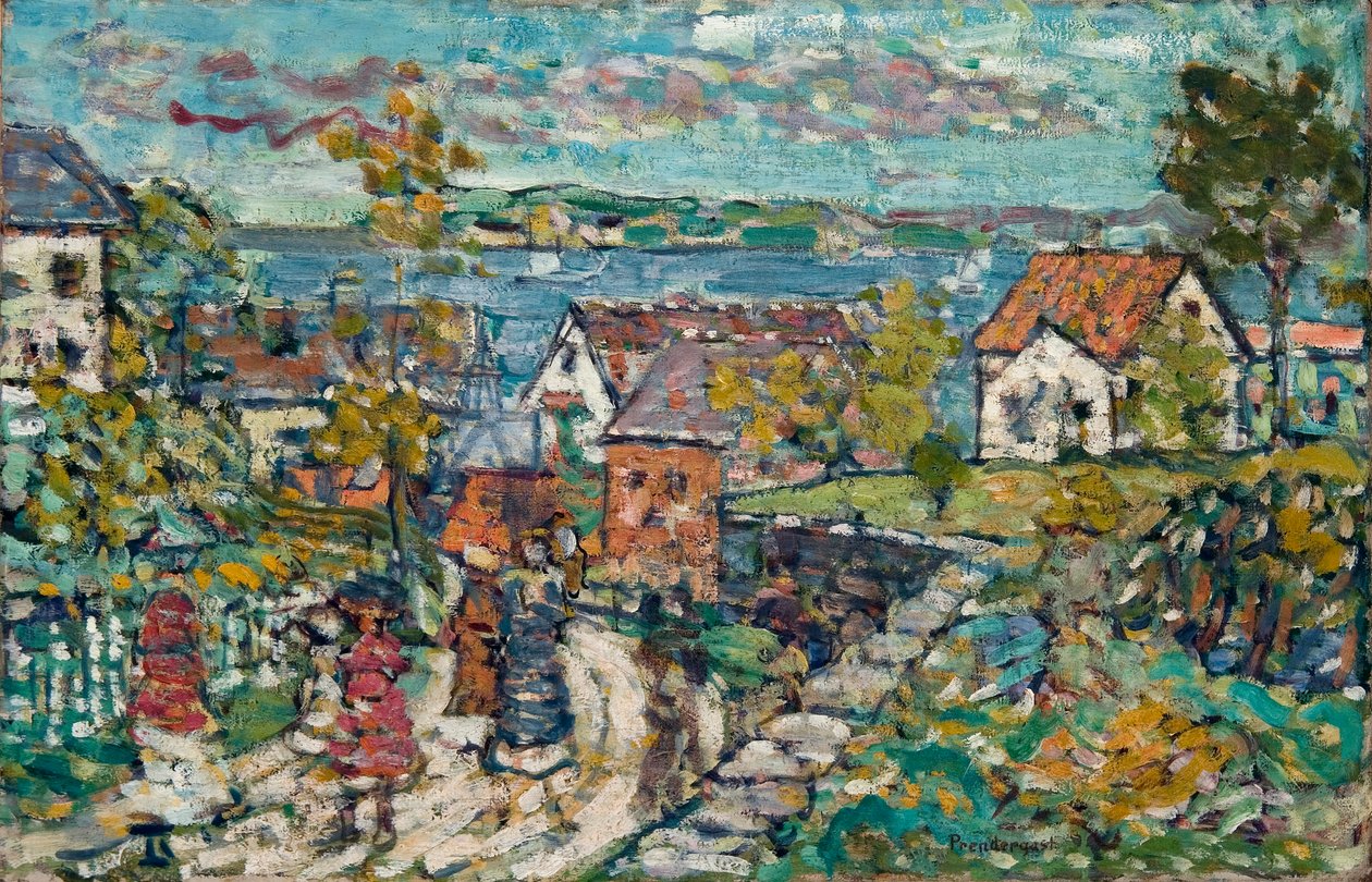 Landskab (vej og by) af Maurice Prendergast