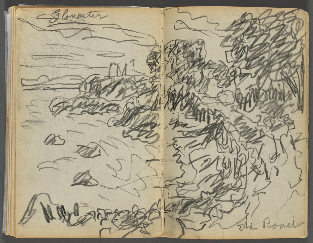 Skitsebog - The Granite Shore Hotel, Rockport, side 008  9: "Gloucester - The Road" af Maurice Prendergast