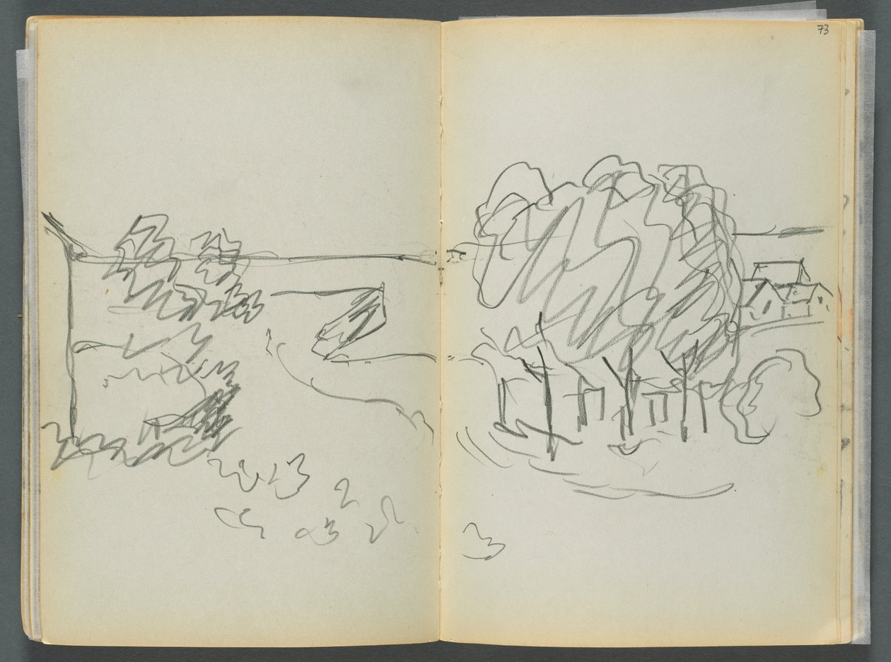Skitsebog - The Granite Shore Hotel, Rockport, side 072  73: Byudsigt af Maurice Prendergast