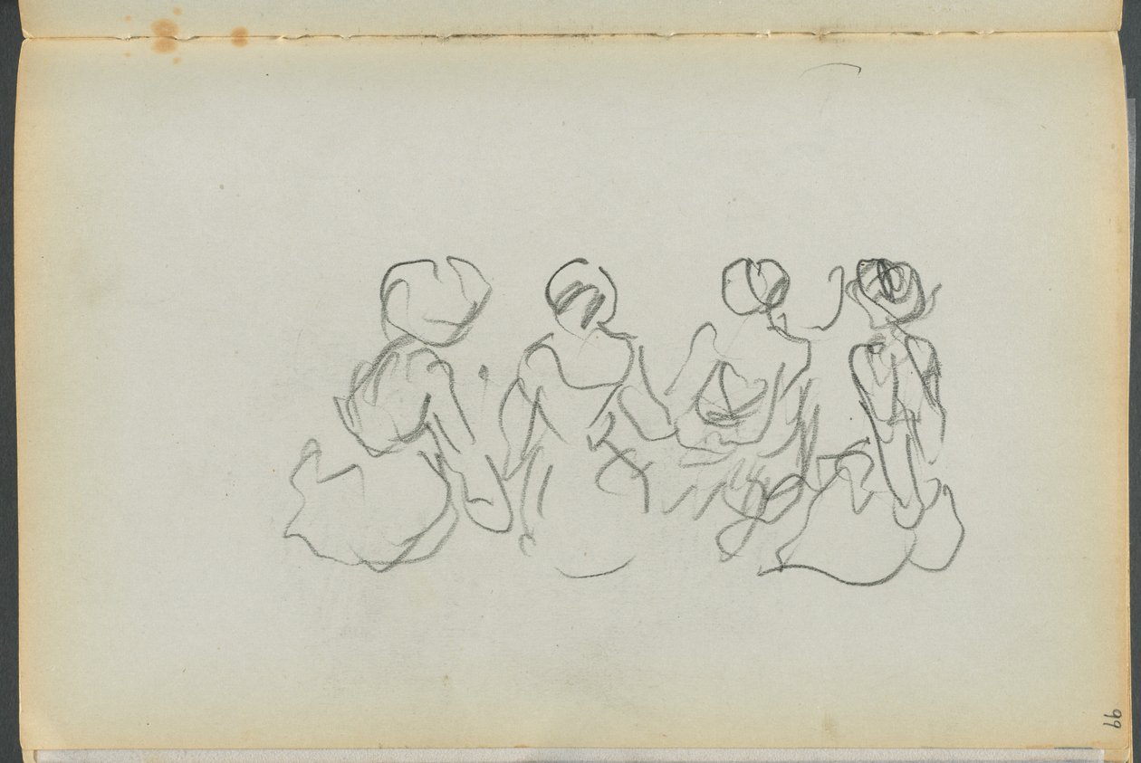 Skitsebog - The Granite Shore Hotel, Rockport, side 099: Siddende kvindefigurer af Maurice Prendergast