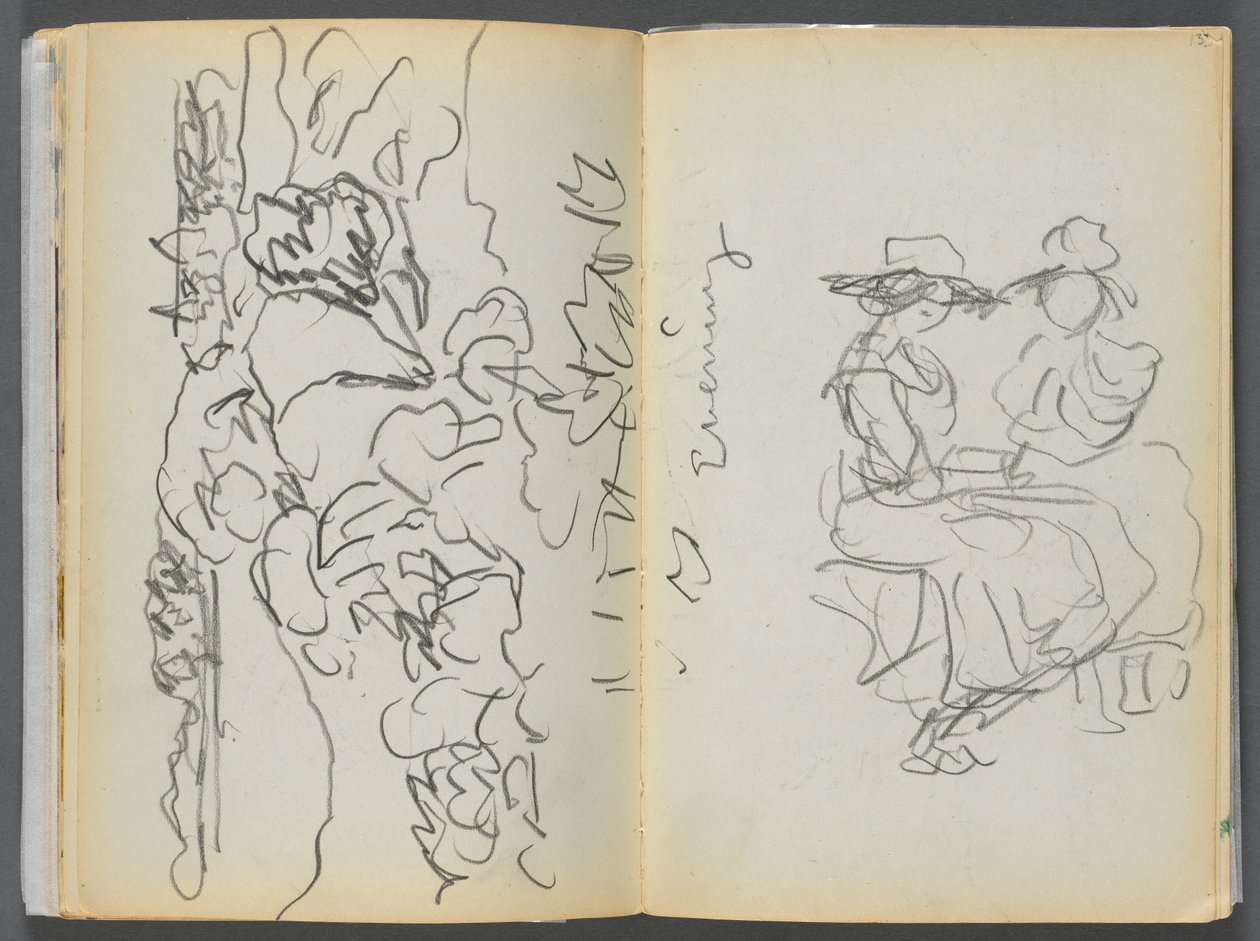 Skitsebog - The Granite Shore Hotel, Rockport, side 134  135: "Aften" af Maurice Prendergast
