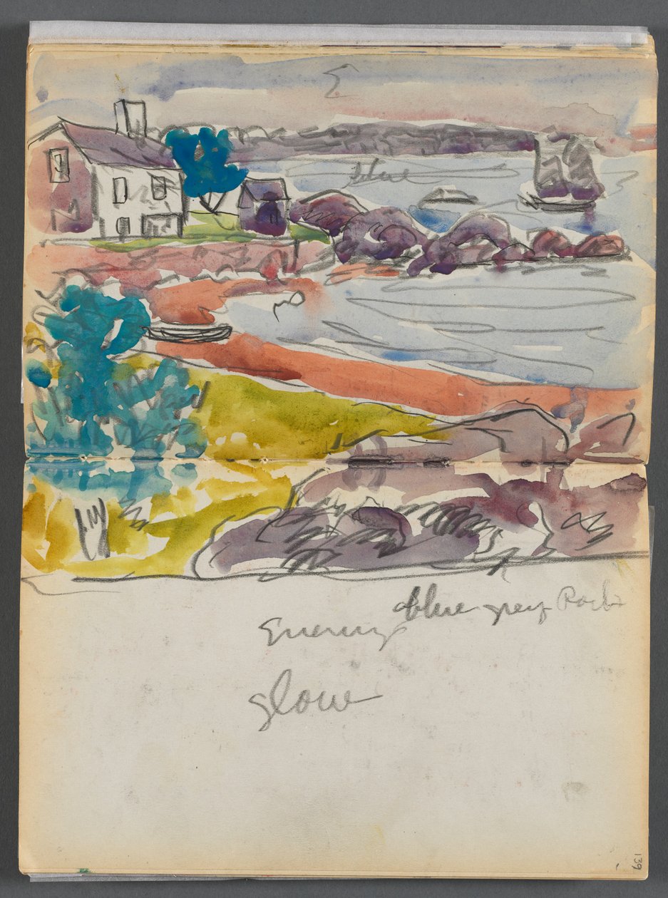 Skitsebog - The Granite Shore Hotel, Rockport, side 138  139: "Aftenglød" af Maurice Prendergast
