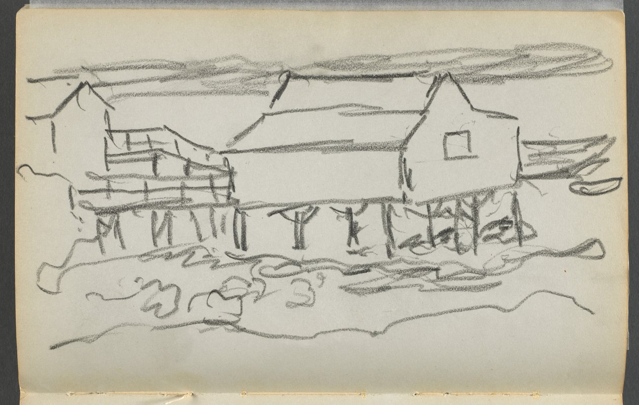 Skitsebog, The Dells, nr. 127, side 014: Hus på en havn af Maurice Prendergast