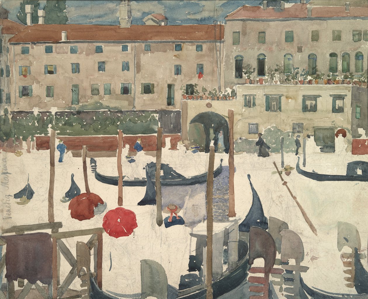 Quai, Venedig (recto); Venetia Marina (verso) af Maurice Brazil Prendergast