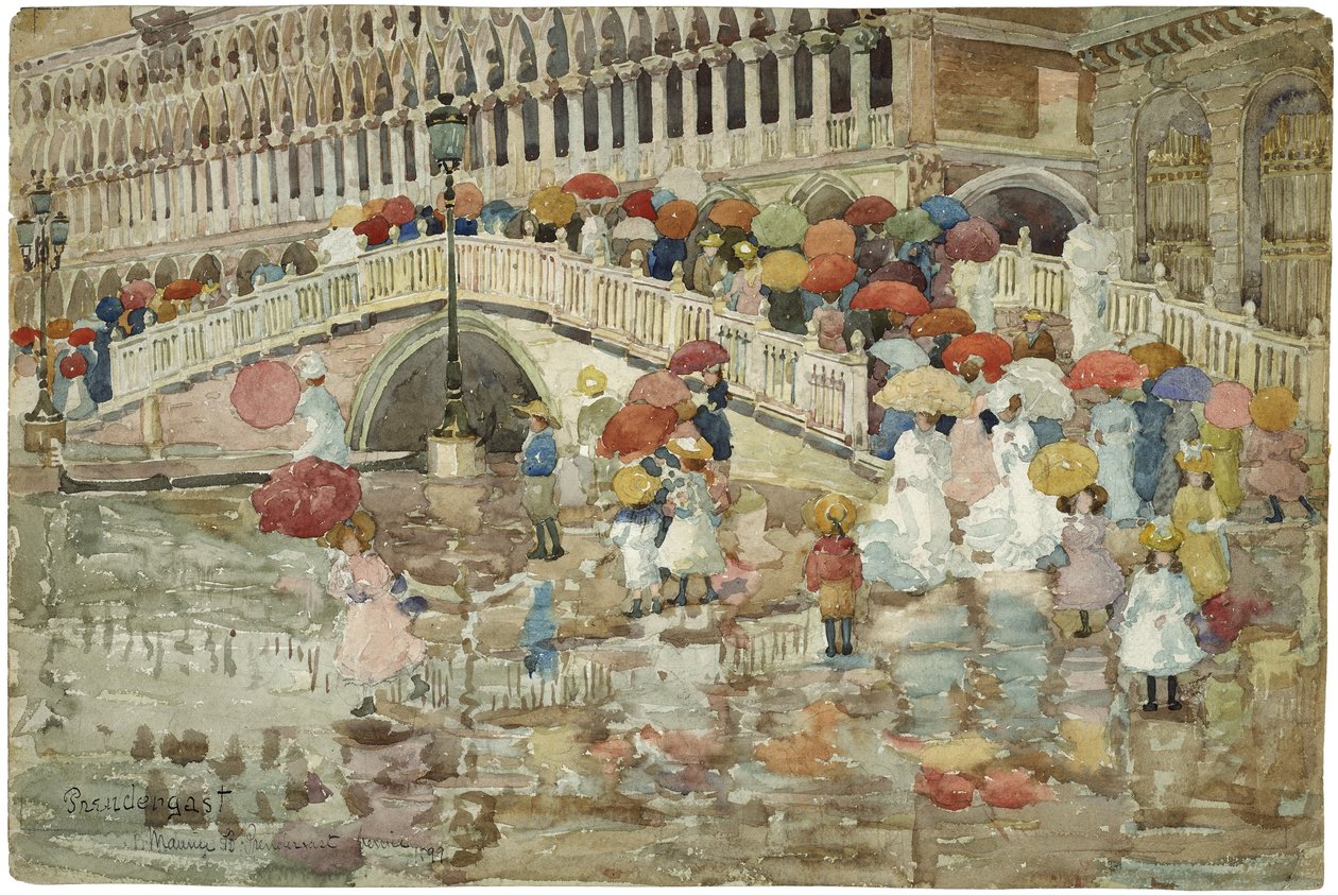Paraplyer i regnen af Maurice Prendergast