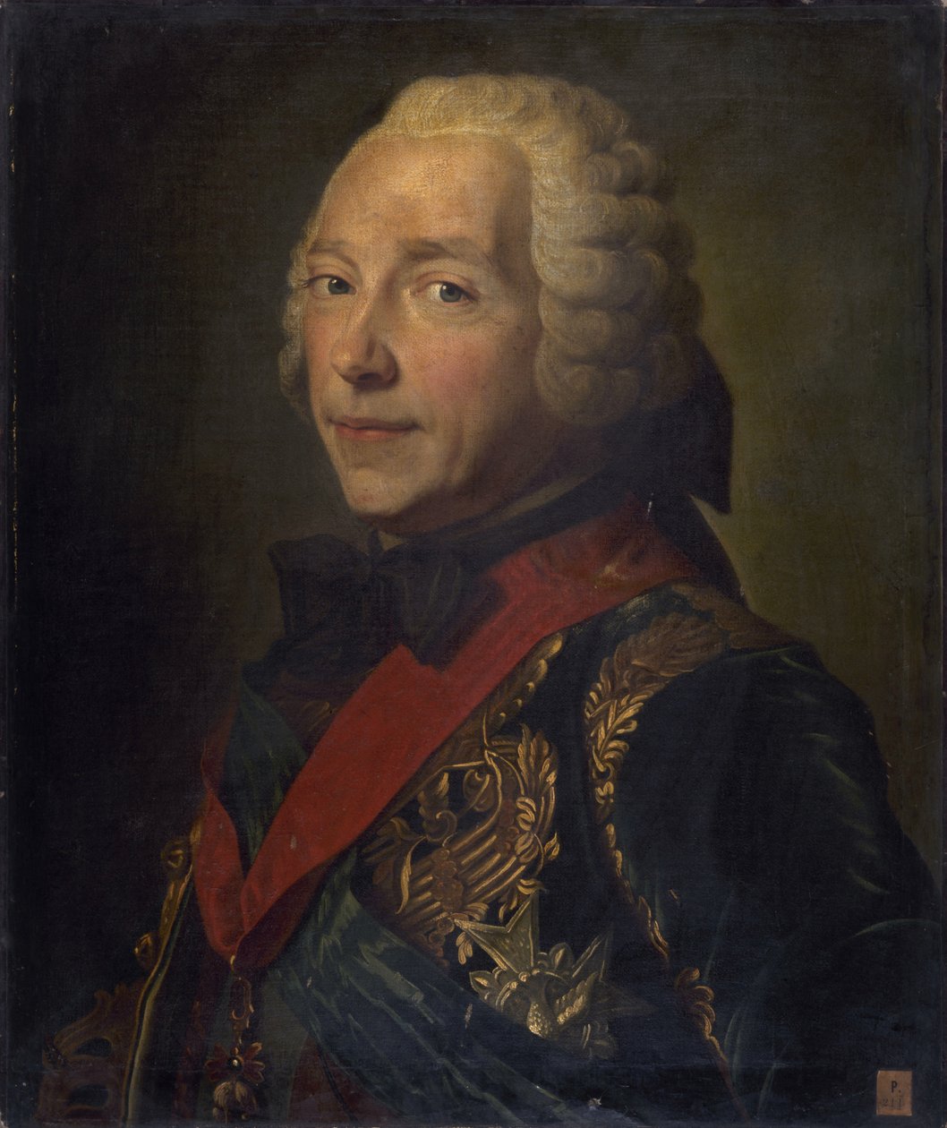 Portræt af Charles Louis Auguste Fouquet, hertug af Belle-Isle 1684-1761. af Maurice Quentin de La Tour