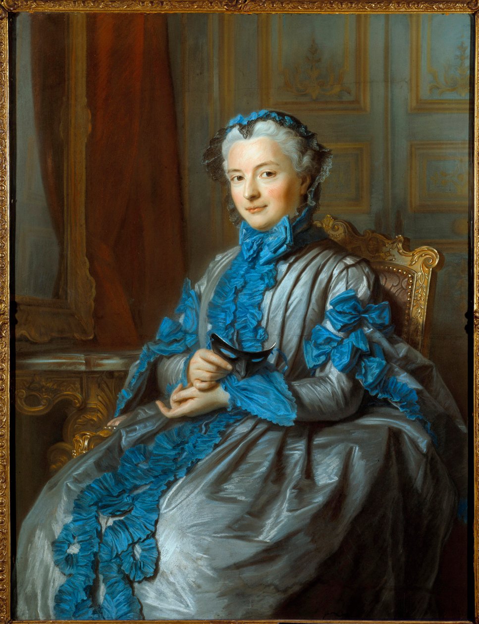 Portræt af Lady of Rieux Maleri af Maurice Quentin Delatour dit Quentin De La Tour eller Quentin De Latour (1704-1788) 1742 Paris, Musee Cognacq Jay af Maurice Quentin de La Tour