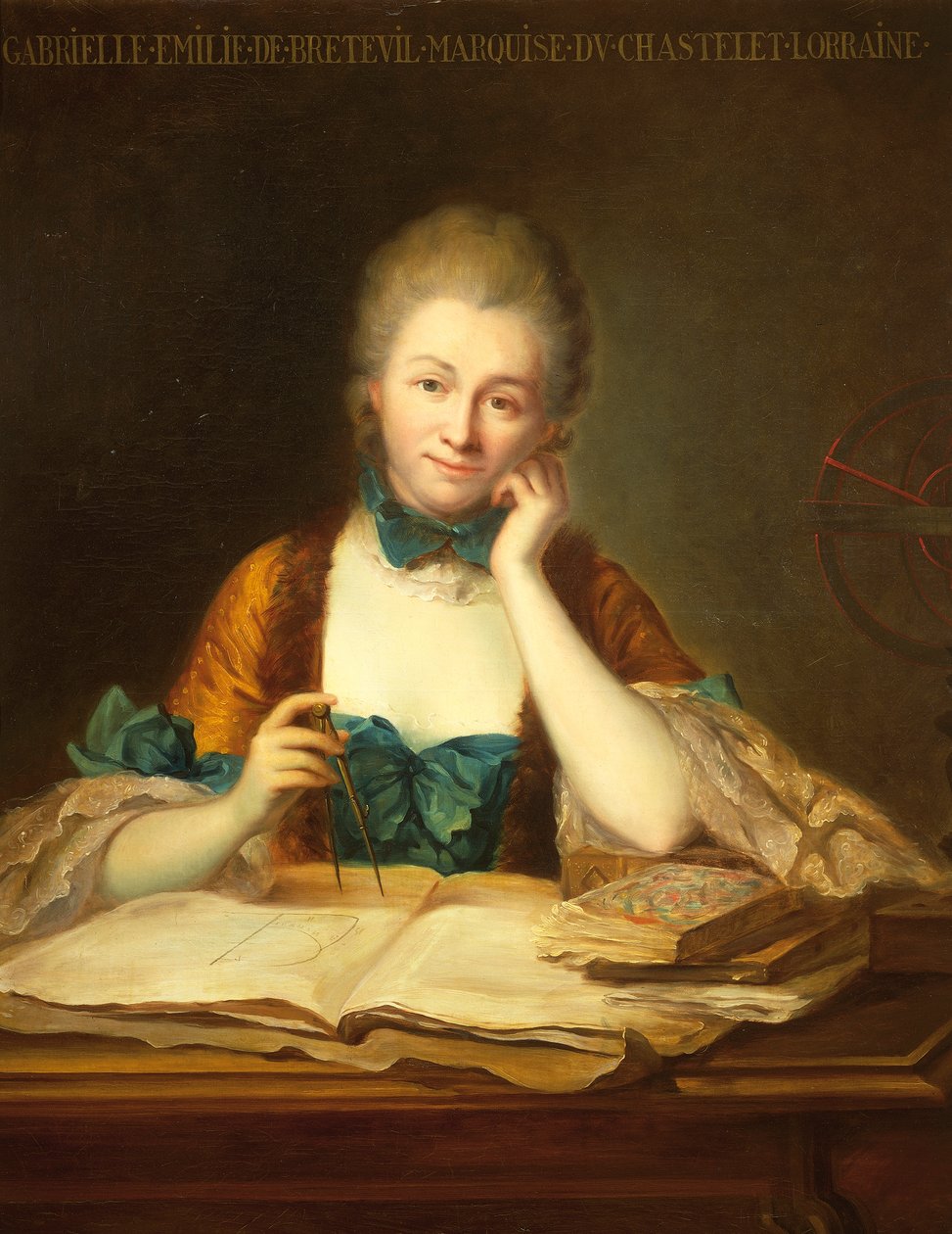 Portræt af Gabrielle Emilie Le Tonnelier de Breteuil, Marquise de Chatelet (Paris af Maurice Quentin de La Tour