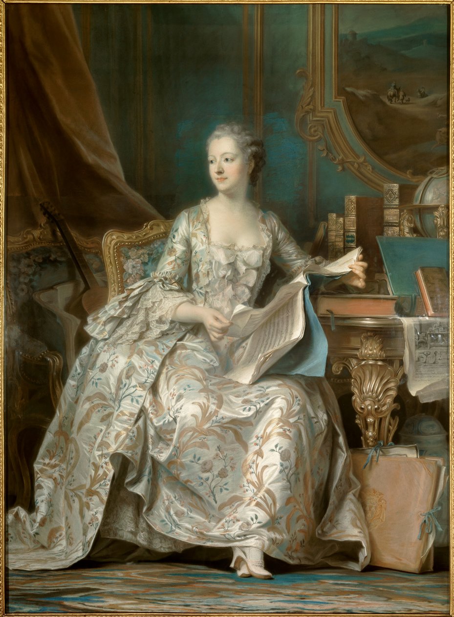 Portræt af Jeanne Antoinette Poisson, Marquise af Pompadour (kendt som Madame de Pompadour af Maurice Quentin de La Tour