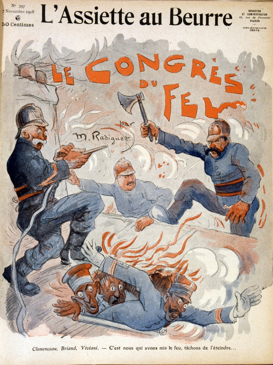 Franske statsmænd Aristide Briand, Georges Clemenceau og Rene Viviani af Maurice Radiguet