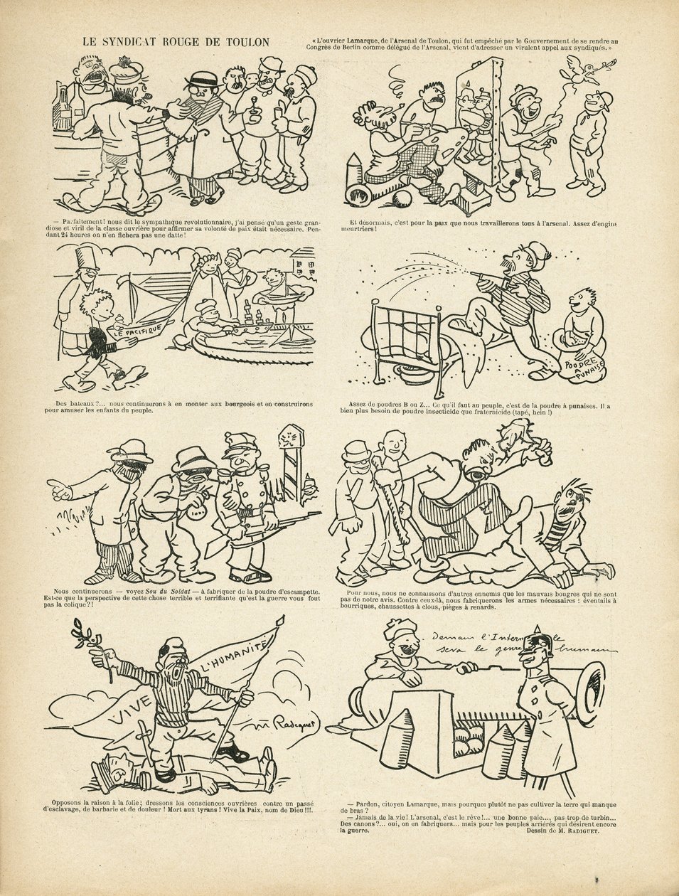 Illustration af Maurice Radiguet (1866-1941) i Le Rire, 21/12/12 - Le syndicrouge de Toulon - Syndikalisme, Toulon af Maurice Radiguet