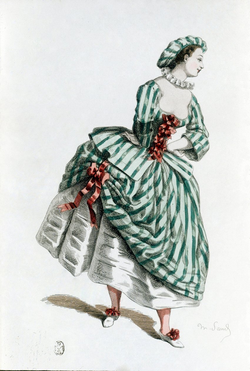 Kostume og maske af Colombine (corallina) i 1855, kvindelig karakter i commedia dell